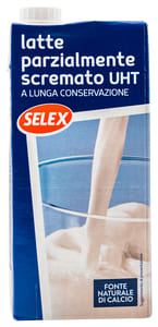 bottiglia latte selex uht parzialmente scremato